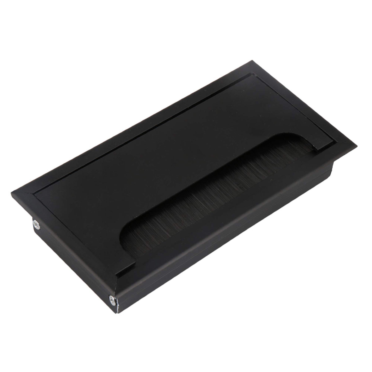 Bqlzr 16Cm Black Aluminum Alloy Table Desk Rectangle Wire Cable Grommet Hole Cover Outlet Port With Black Brush
