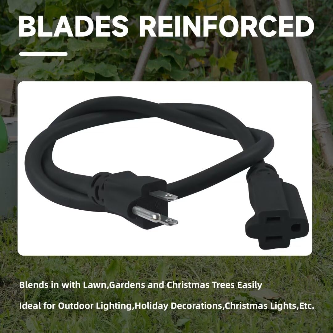 Fnxpow Indoor Outdoor Extension Cord, 12 Gauge 3 Prong Weatherproof Heavy Duty Black Extension Cords,12/3 Sjtw 15A 50 Ft Extensi