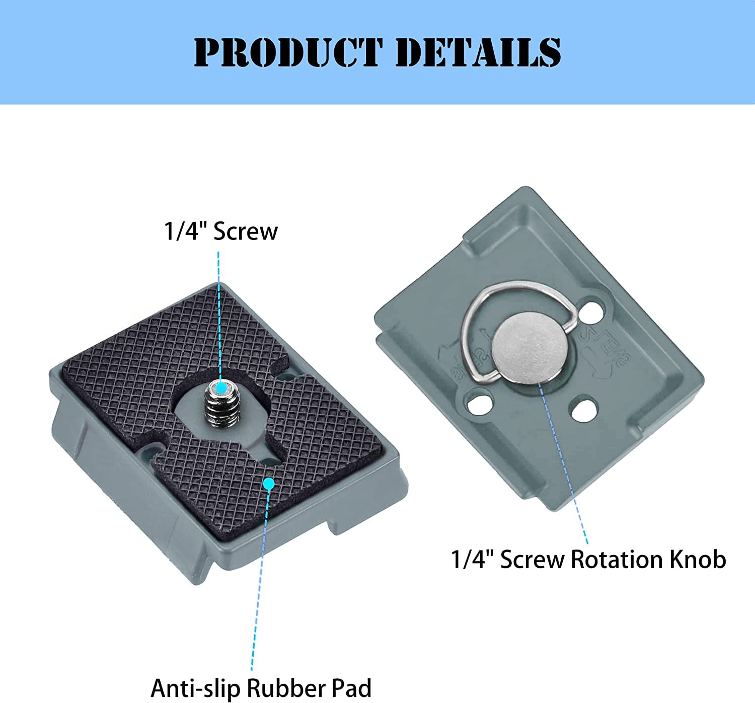 Ytvariw 323 Quick Release Plate 1/4'' Screw Tripod Camera Compatible For Manfrotto 200Pl 14 Rc2 Camera Tripod Ball Head 2Pcs,Gre