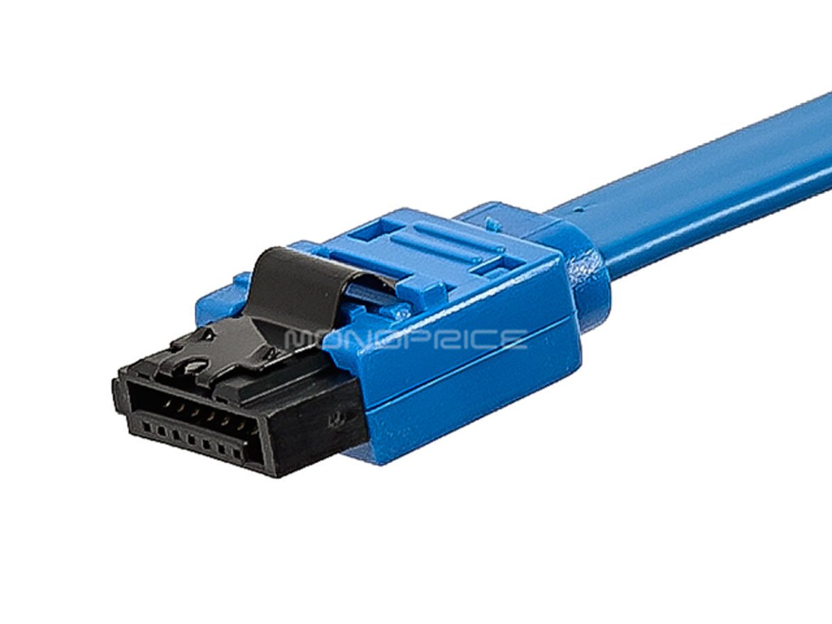Monoprice 108782 18 Inch Sata 6Gbps Cable With Locking Latch, Blue