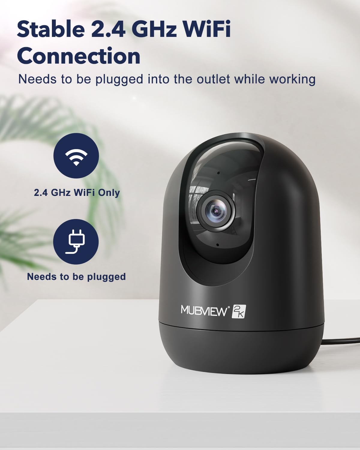 Mubview Cameras For Home Security, Indoor Security Camera, 2.4G Wifi Wired Camera Ideal For Dog/Elder/Baby, Motion Tracking, Two