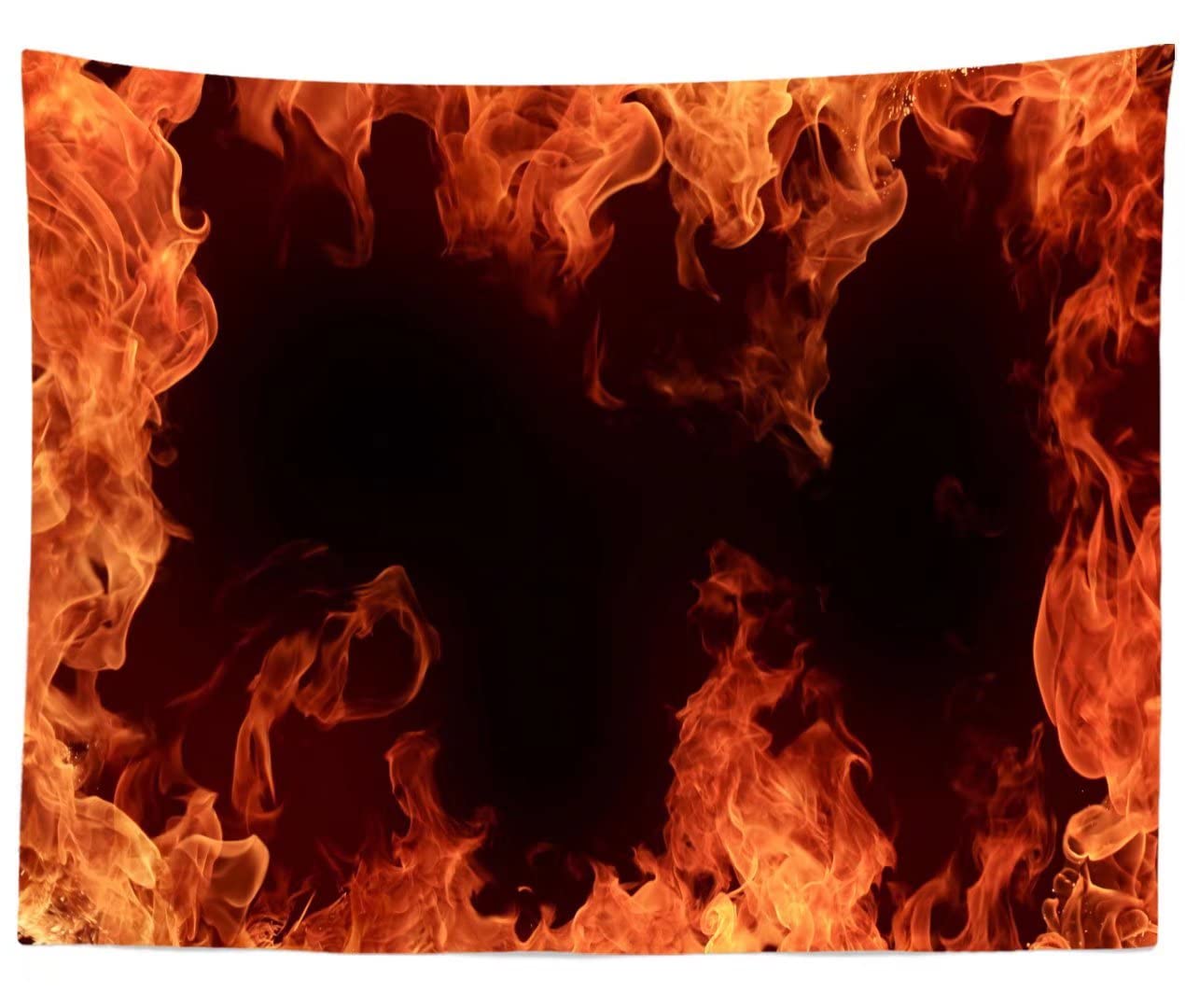 Beleco 7X5Ft Fabric Fire Backdrop For Party Photoshoot Roaring Fire Flames Backdrop Black Fire Background Bonfire Party School A