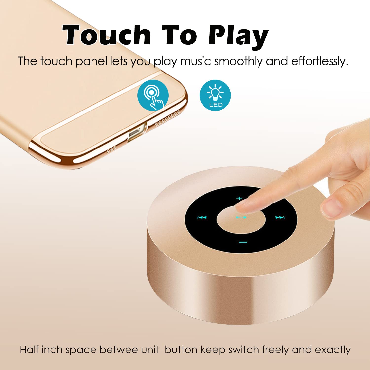 Smart Led Touch Play Bluetooth Speaker Portable Wireless Speakers With Hd Sound / 12 Hour Playtime/Bluetooth 5.0 / Micro Sd Supp