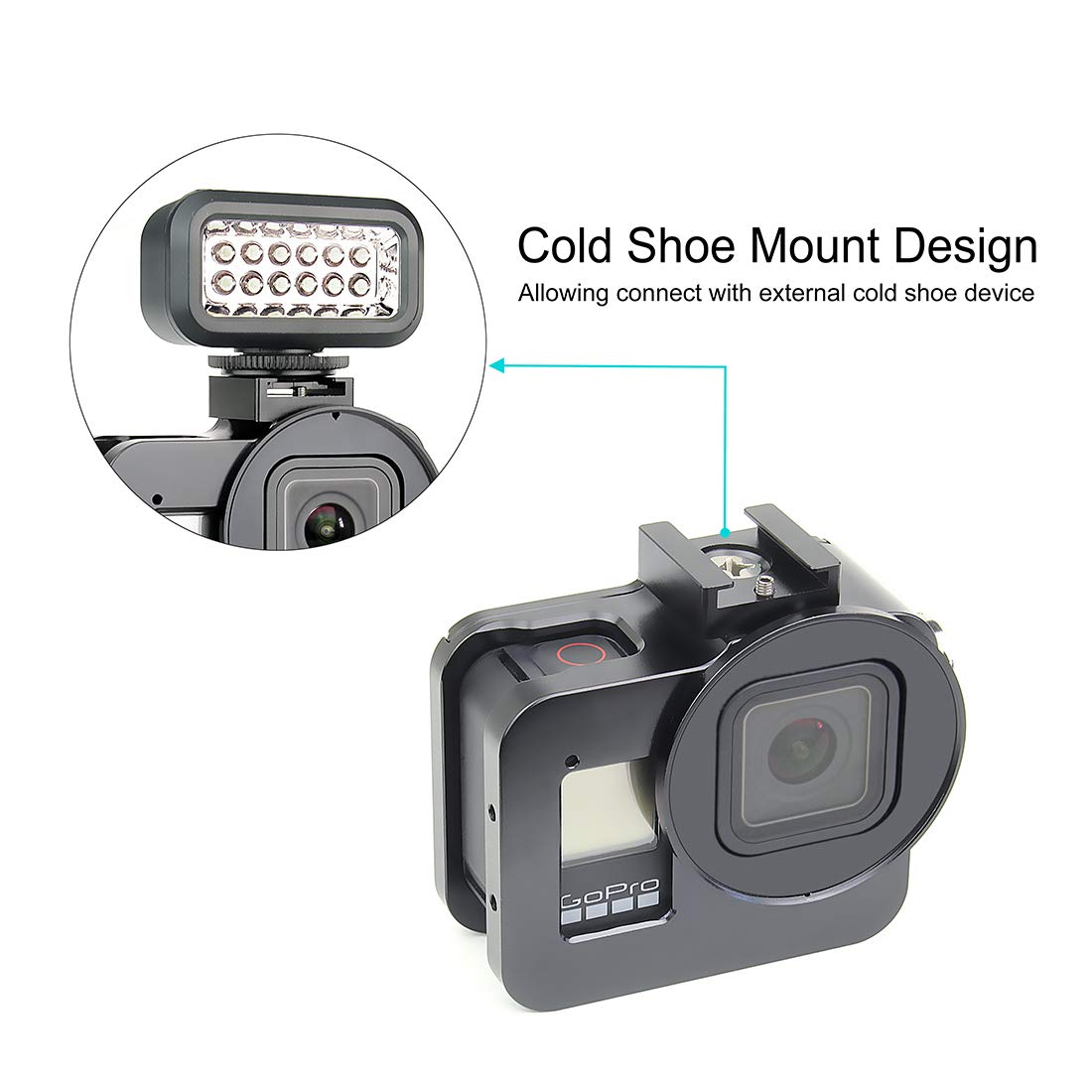 Soonsun Aluminum Alloy Multi-Function Frame Mount Protective Housing Case With Vertical And Horizontal Modes For Gopro Hero 8 Bl