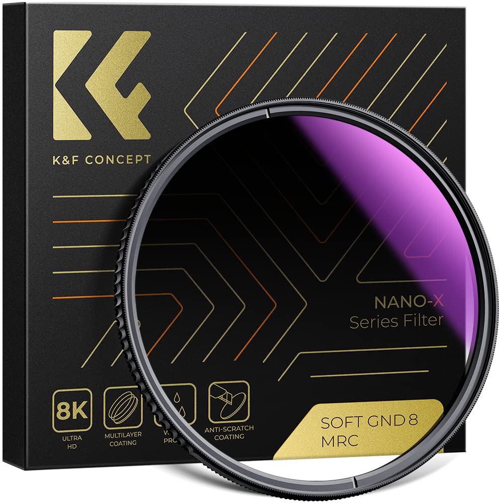 K&F Concept 67Mm Soft Gnd8 (3 Stop) Lens Filter Soft Graduated Neutral Density Filter With 28 Multi Layer Coatings For Camera Lens (Nano X Series)