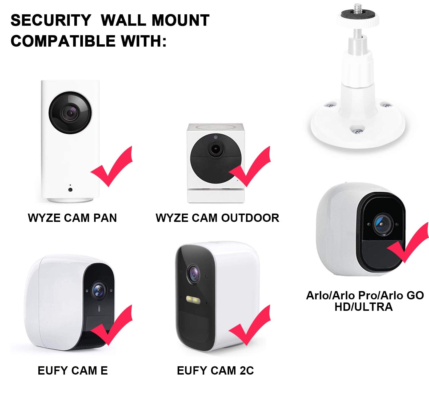 3 Pack Bfytn Wall Mount Compatible With Stick Up Cam Wired/Battery And Indoor Cam Hd (1St Gen) Security Camera,360 Degree Adjustable Mounting Bracket (White)