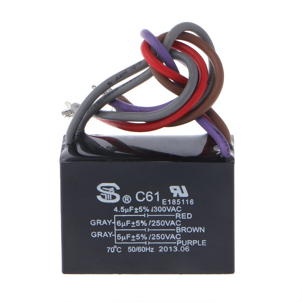 Ang Puneng Cbb61 Ceiling Fan Capacitor Electrical Power Relay Connecting Capacitor 4.5Uf+6Uf+5Uf 5 Wire 250V