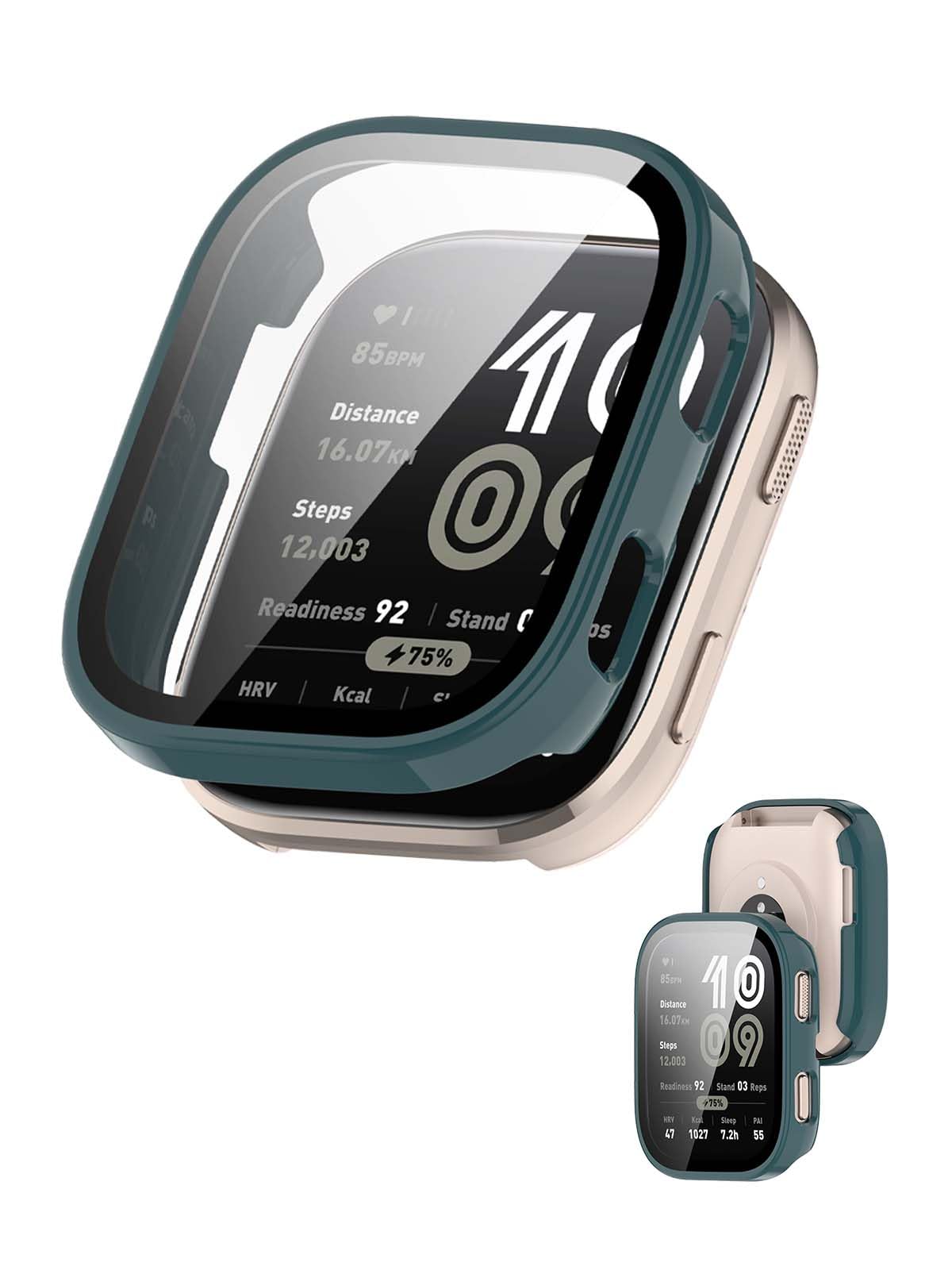 Case For Amazfit Bip 6,Noukaju Protective Cover Smart Watch,Built-In 9H Tempered Glass Film, Hard Pc,Easy To Install,Screen Prot