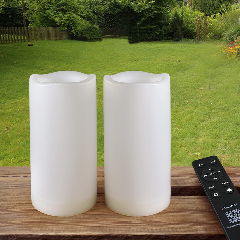 Home Most Pack Of 2 White 3X6 Led Pillar Candles Outdoor Ip65 Waterproof   Pillar Candles Battery Powered With Timer And Remote