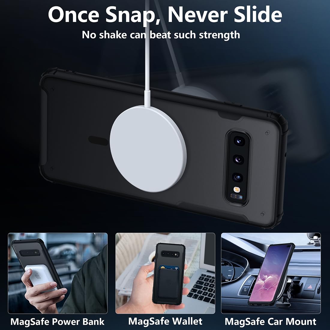 Tianniuke Magnetic Case For Samsung Galaxy S10, Translucent Matte Anti Fingerprint,Compatible With Magsafe,Slim Fit Shockproof P
