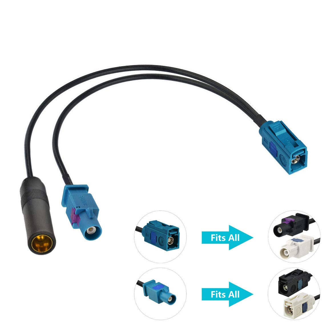 Bingfu Car Antenna Splitter Car Stereo Fm Am Radio Antenna Adapter Cable Fakra Z Female Male To Din Connector Cable 6 Inch For C