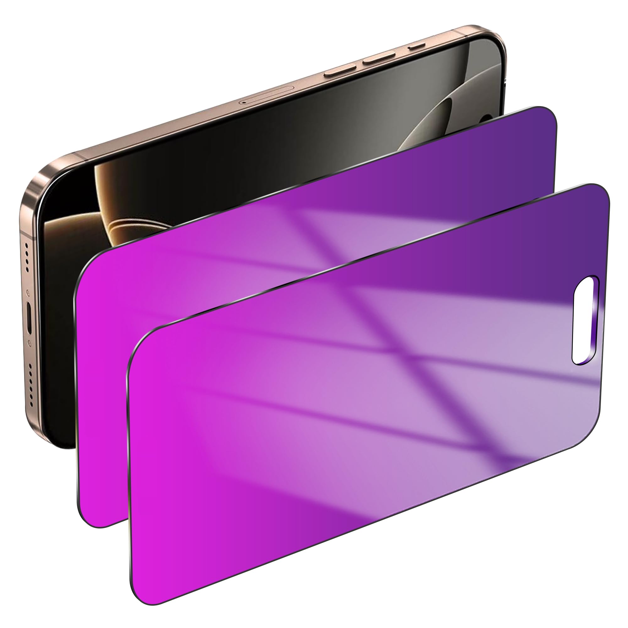 Westillux 2 Pack for iPhone 16 Pro Privacy Screen Protector Gradient Colorful for 16Pro Anti-Spy Tempered Glass Mirror Easy Inst