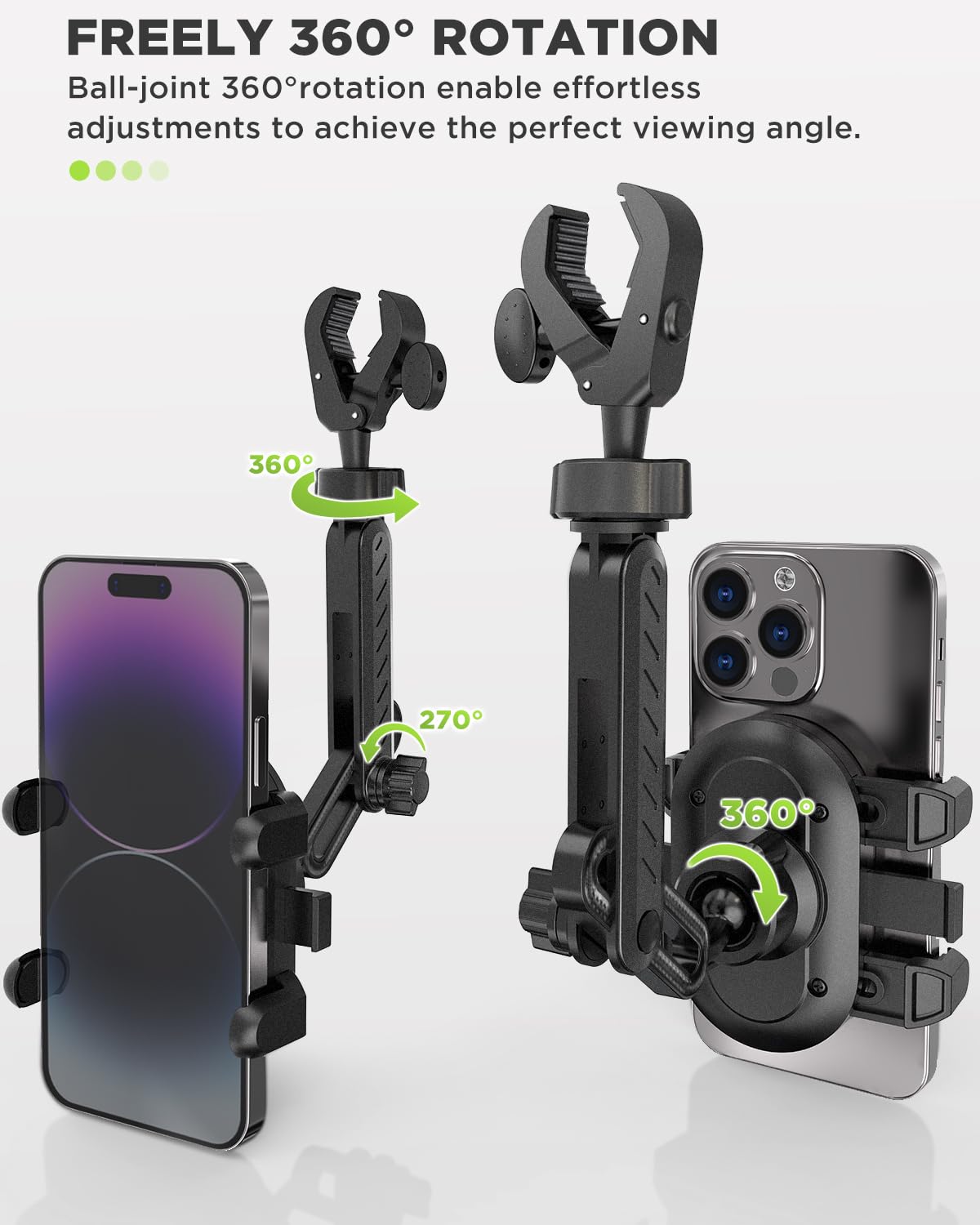 Ipow Rear View Mirror Phone Holder 360Rotatable And Retractable, Hands Free Car Phone Mount With Multi-Angle Adjustment Compatib