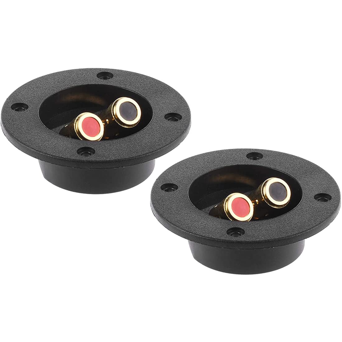 Bluecell 1 Pair 3 Inch Double Binding Round Gold Plate Push Spring Loaded Jacks Speaker Box Terminal Cup