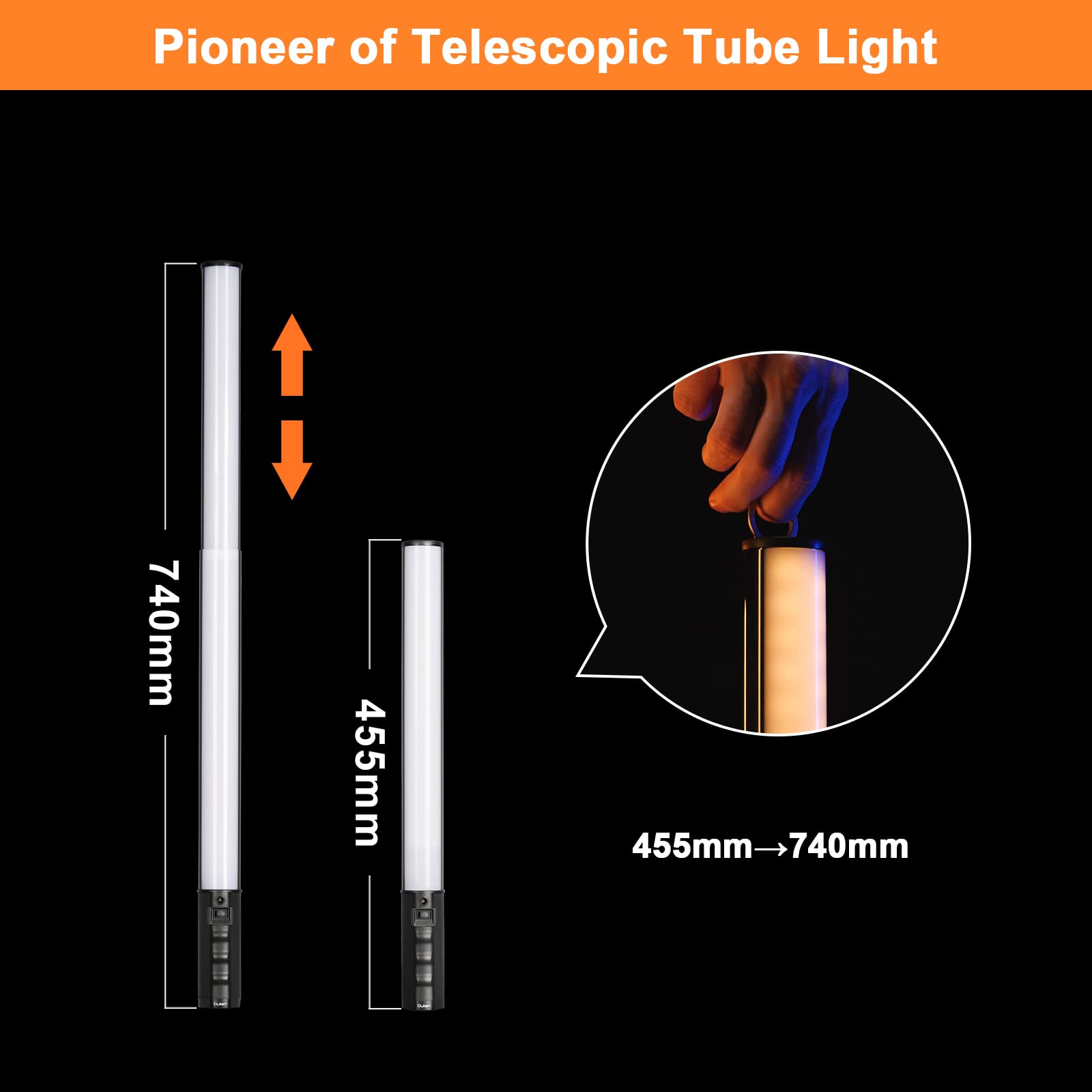 Sirui T60 Rgb Led Video Light Stick, Portable Handheld Photography Lighting Wand, 29.1'' Tube Light Bar With Rechargeable Batter