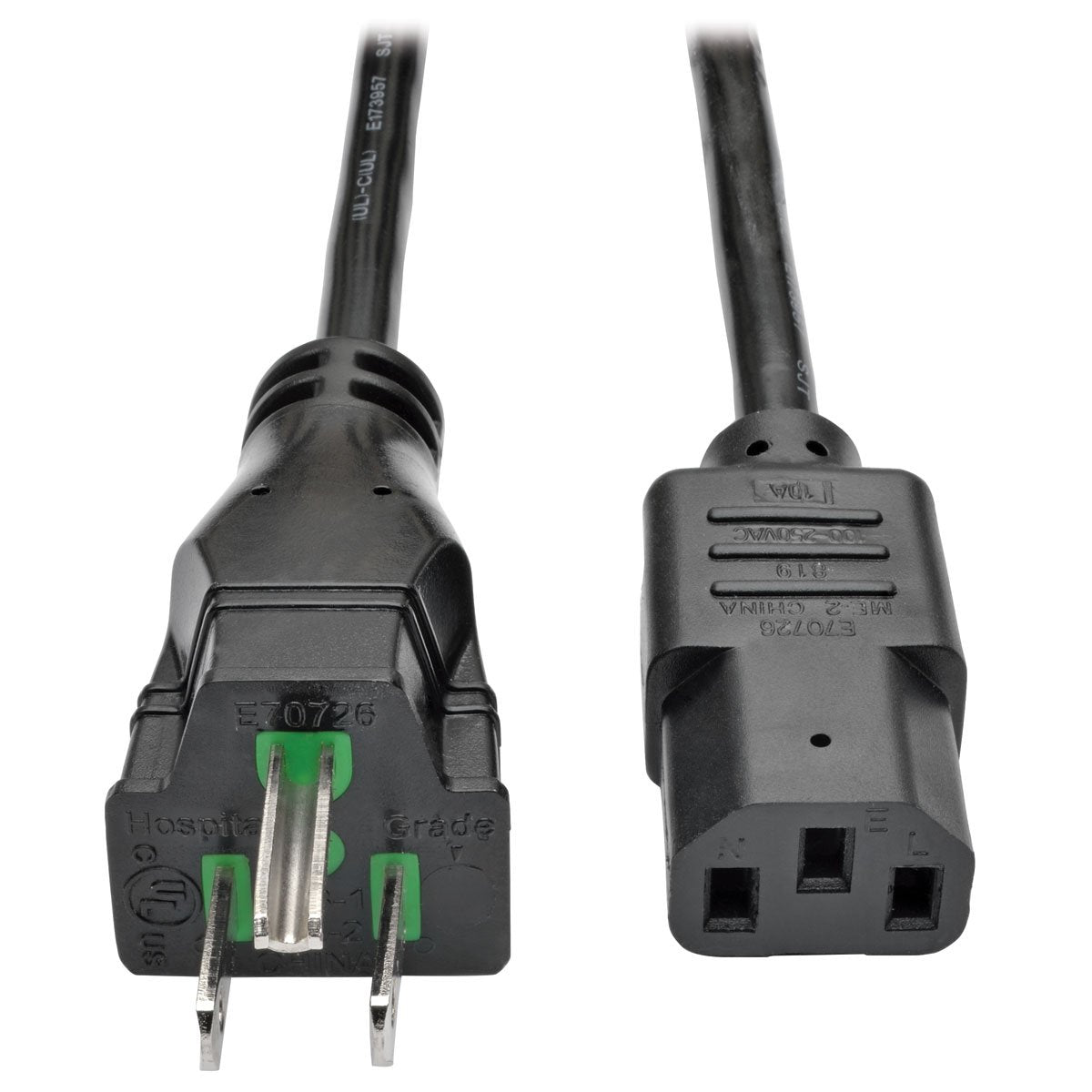 Tripp Lite Hospital-Grade Computer Power Cord, 15A, 14 AWG (NEMA 5-15P to IEC-320-C13), 25 ft. (P006-025-HG15)