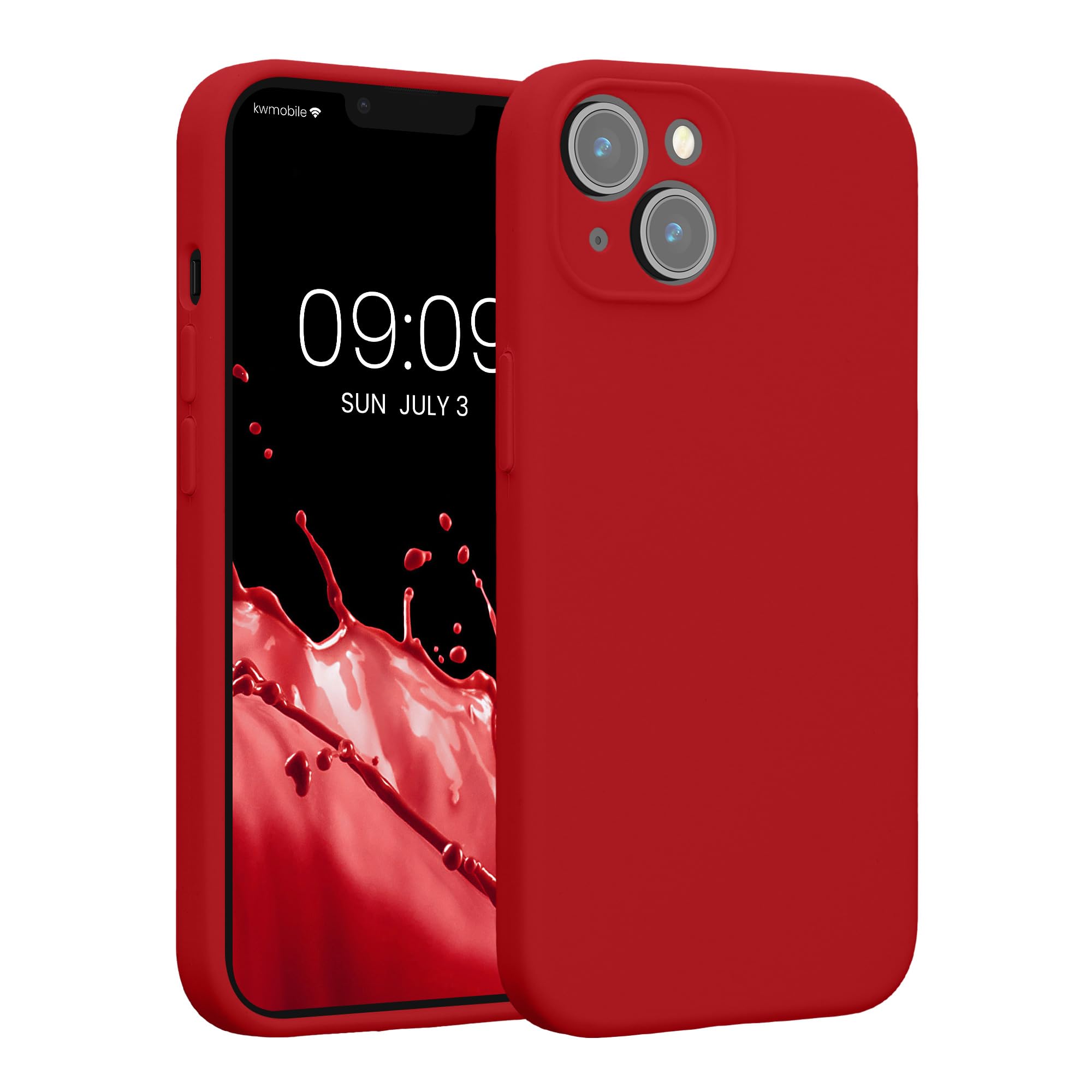kwmobile Case Compatible with Apple iPhone 14 Case - Slim TPU Silicone Phone Cover - Soft Touch Finish - Rhubarb Red