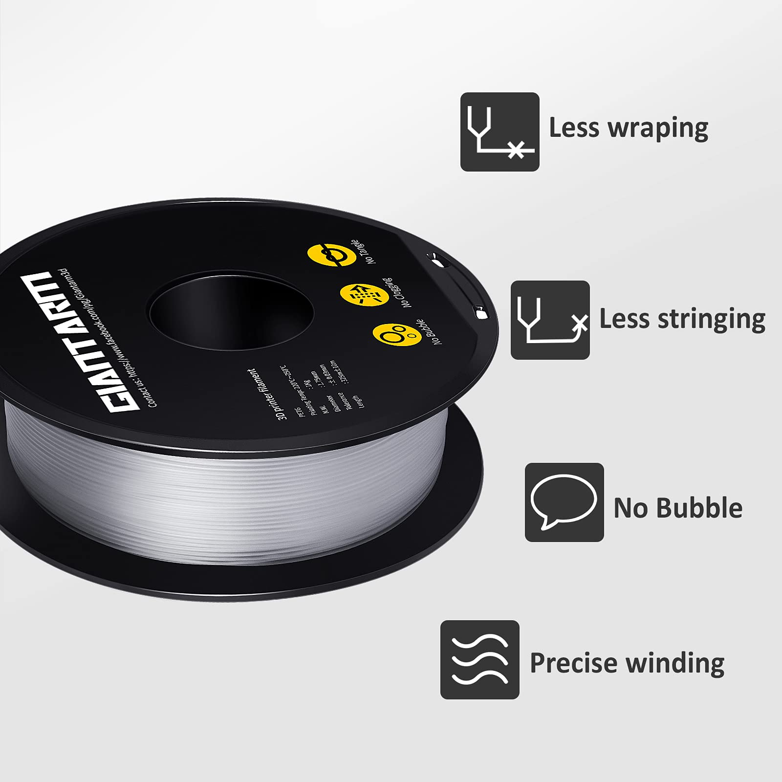 Giantarm Petg Filament 1.75, Clear Transparent Petg Filament 1.75Mm 1Kg(2.2Lb), Toughness Enhanced, Dimensional Accuracy +/ 0.02