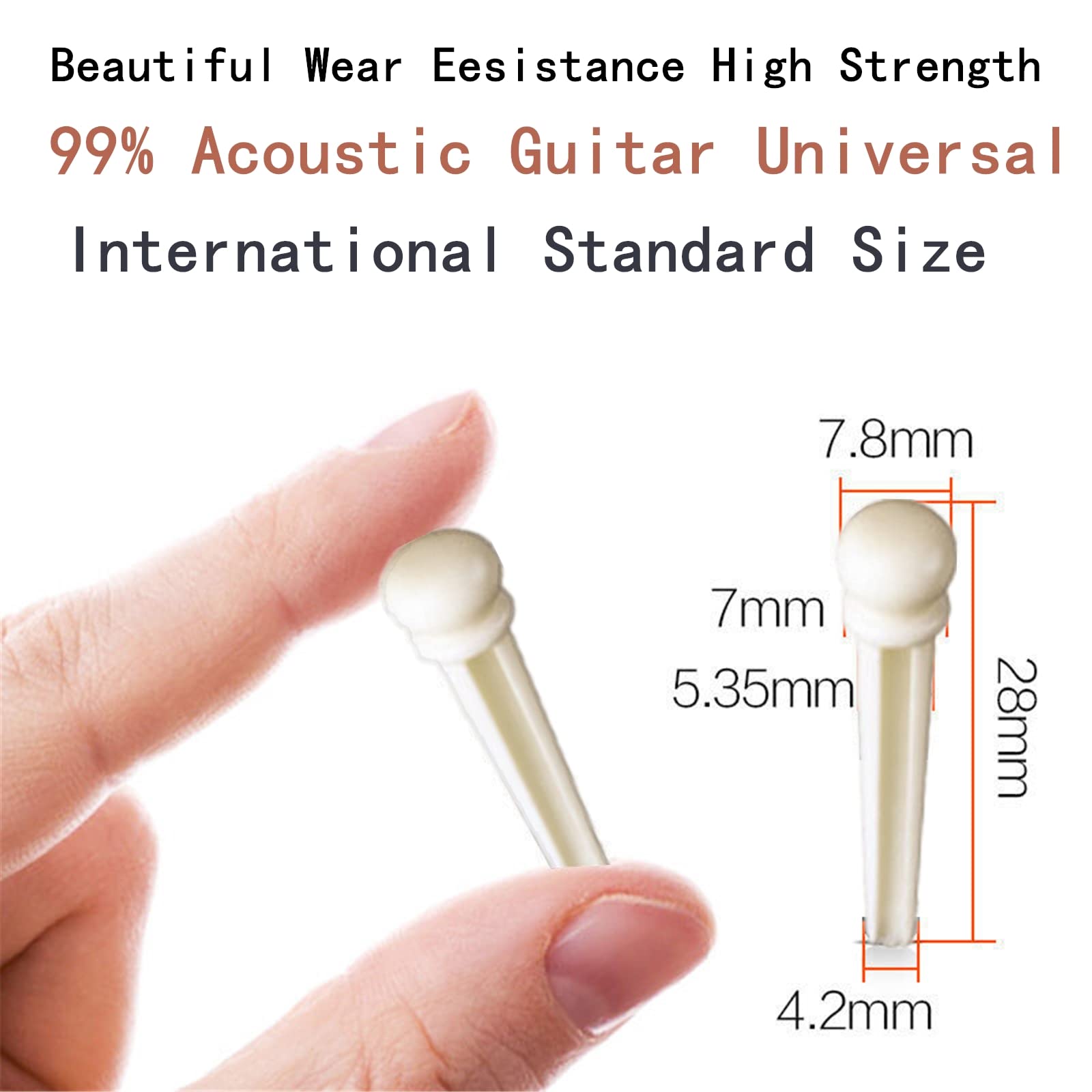 Miwayer Guitar Bone Bridge Pins Real Bone Replacement Parts For 6 & 12 String Acoustic Guitar (Pure Bone)