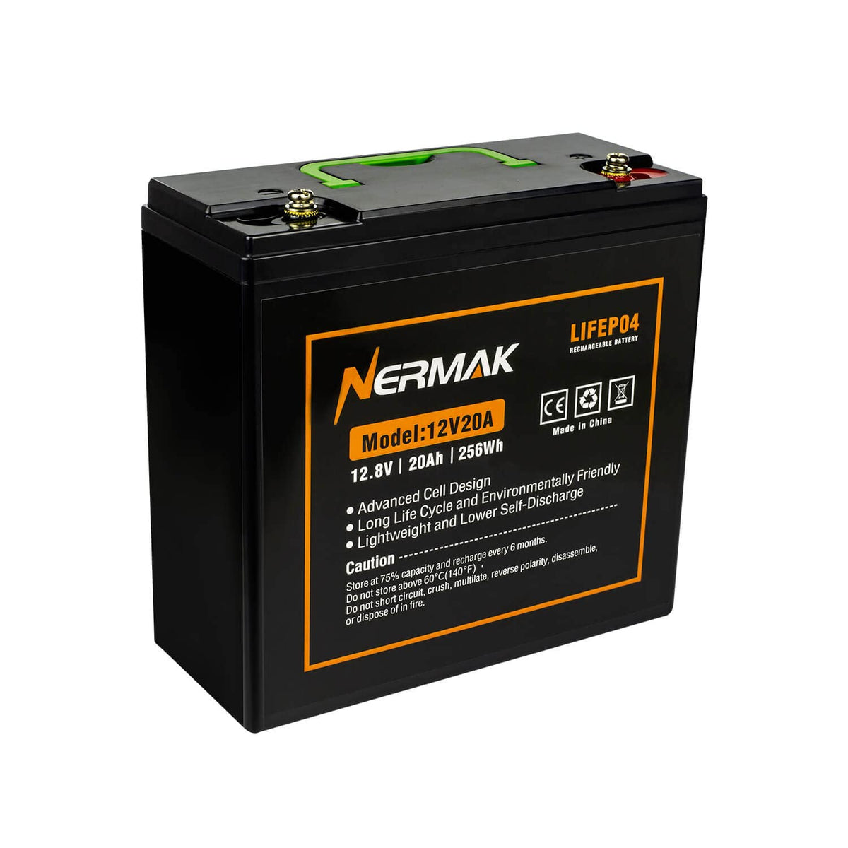 12V 20Ah Lithium Lifepo4 Deep Cycle Battery, 2000+ Cycles Lithium Iron Phosphate Rechargeable Battery For Solar/Wind Power, Ligh