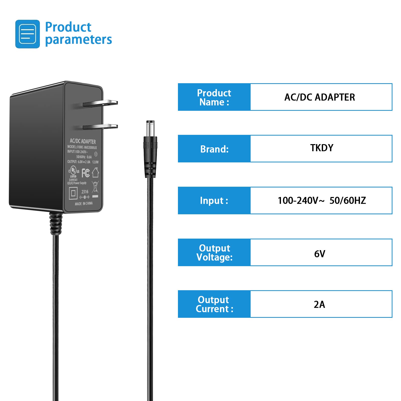 6V 2A Power Supply Cord Charger For Proform Elliptical Bike 6.0 Ce 7.0 Re 850 510E 480 490 500 600 Le, 390 395 475 510 Ex, 400 700, Nordictrack Gx 2.7 Act Cardio Cross Trainer Elliptical Bike.