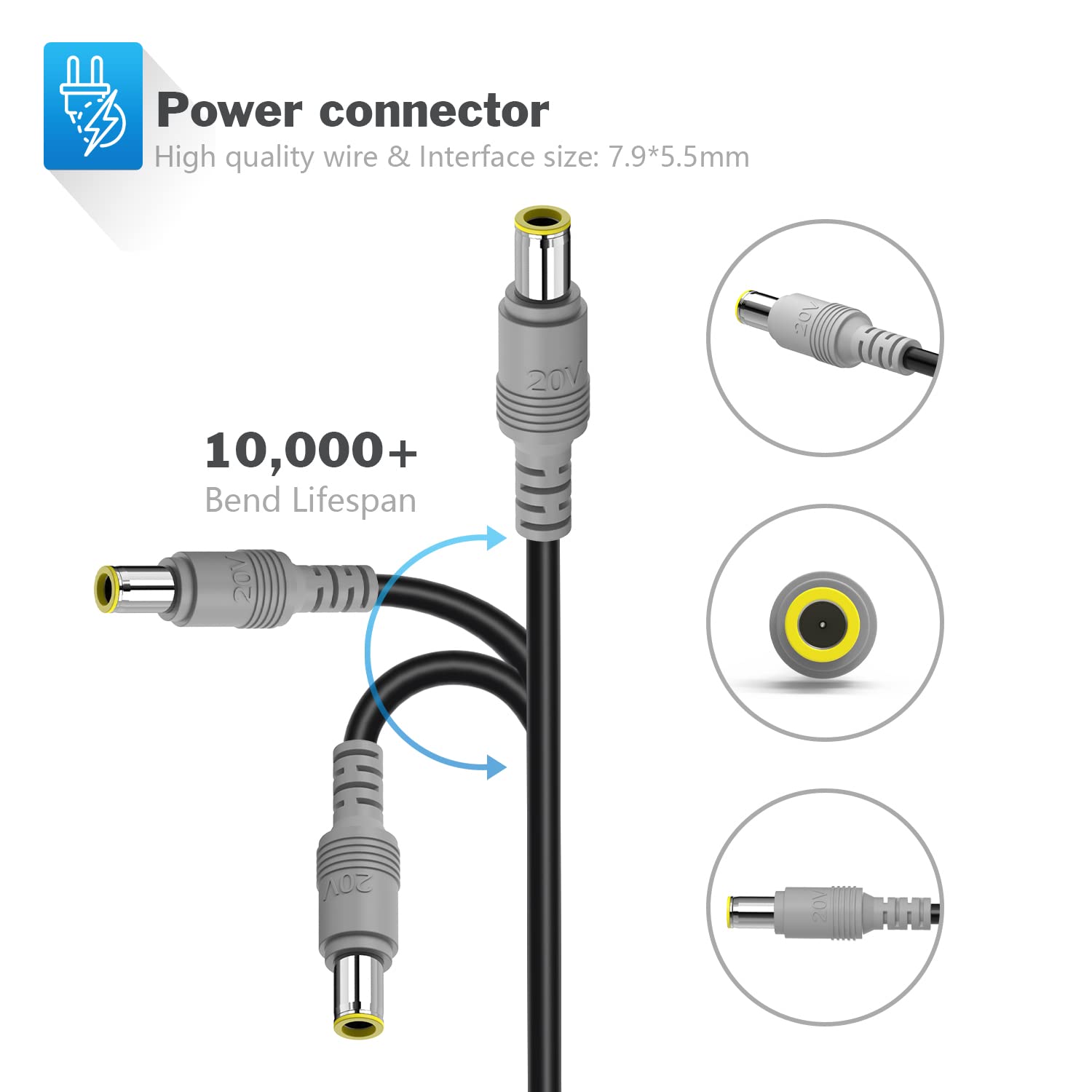 65W 3.25A Ac Adapter Laptop Charger For Lenovo Thinkpad T400 T410 T420 T420S T500 T520 T530 E545 T61 X140E X230; X220 X230T X300 X60 S230U T400 T410 T420 T420S T500 Sl5 Power Supply Cord