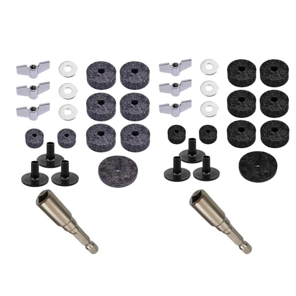 Bnf 19 Pieces Cymbal Accessory Hardware Quick Release Portable Wing Nuts Washers Gray