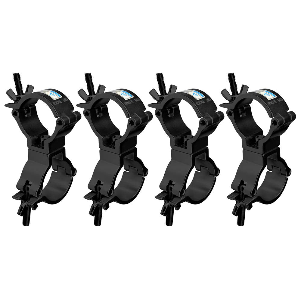 Gbgs Dj Truss Swivel Clamp 2 Inch Aluminum Alloy 220 Lbs For Od 2'' (50.8Mm) Pipe F34 4 Pack (Black)
