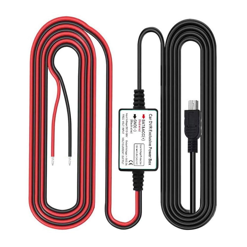 Gebildet Dash Cam Hardwire Kit, Mini Usb Port, Dc 12V   24V To 5V/2.5A Max Car Charger Cable Kit With Fuse, Low Voltage Protecti