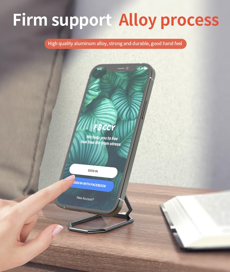 Rimyam Phone Ring Holder Finger Kickstand Foldable Cellphone Stand 360 Rotation Metal Ring Grip For Magnetic Car Mount Compatibl