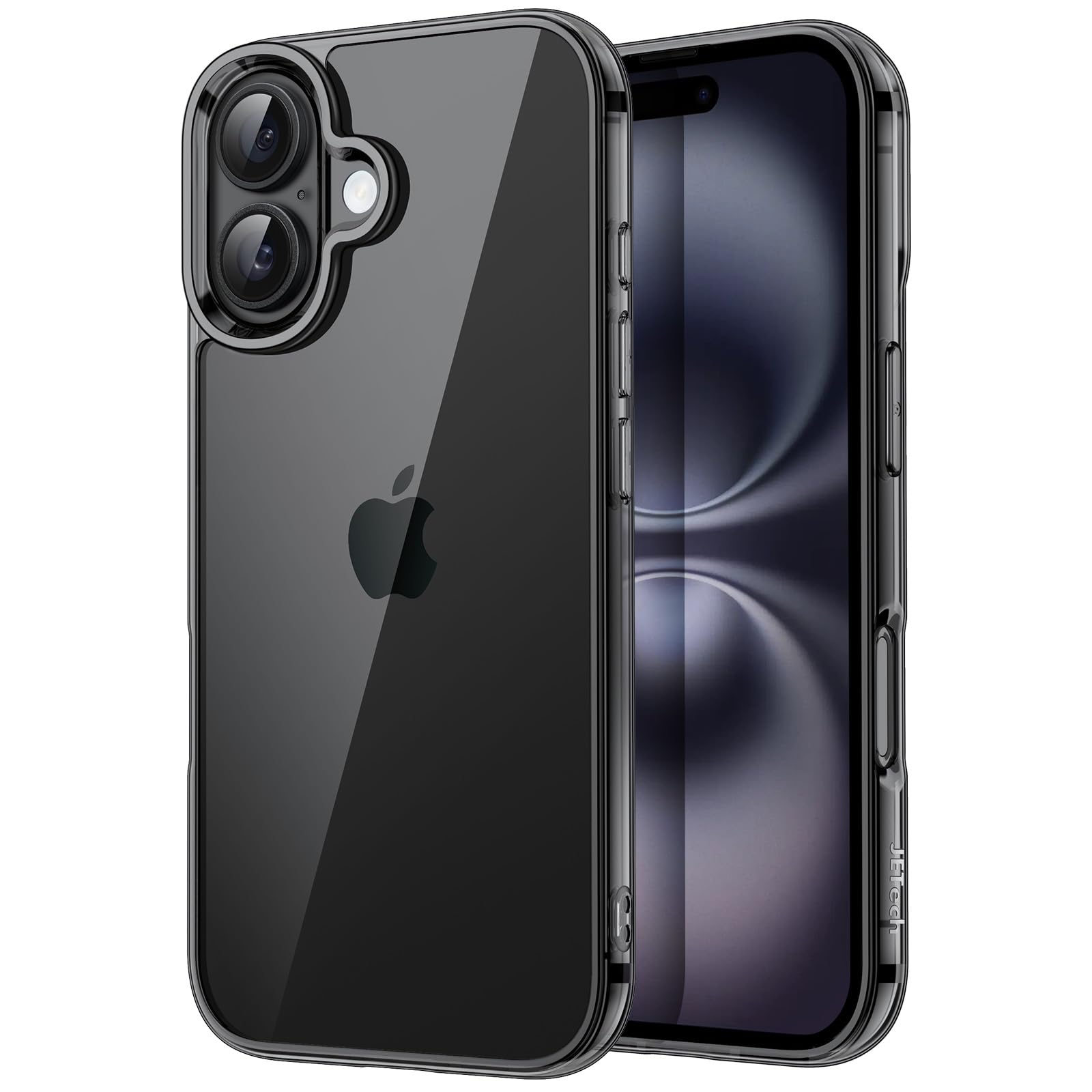 JETech Case for iPhone 16 Plus 6.7-Inch, Non-Yellowing Shockproof Phone Bumper Cover, Anti-Scratch Clear Back (Black)