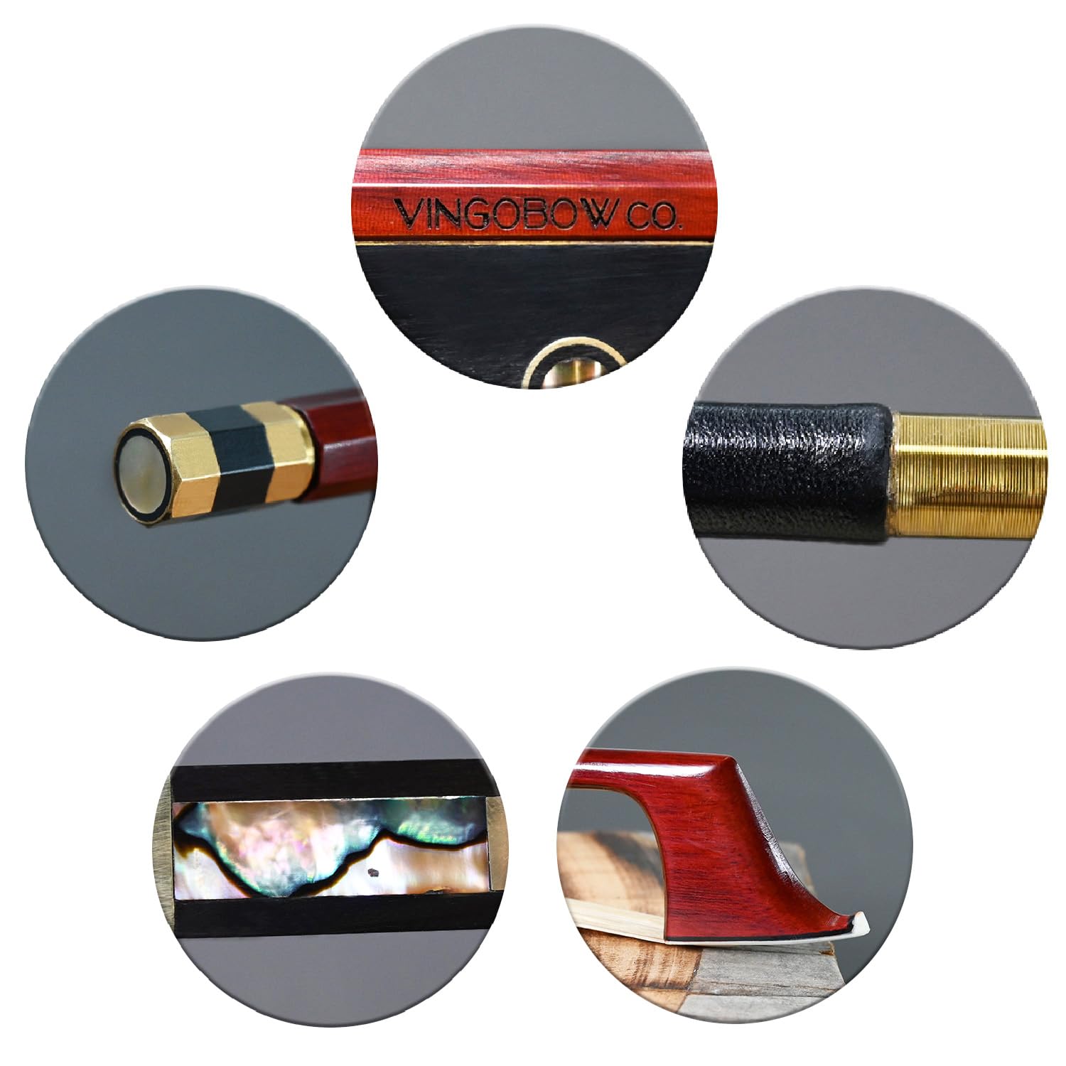Pernambuco Stick Cello Bow 4/4 Size Vingobow 420C Full 4 4 Concert Level Brass Alloy Fitted Parisian Eyes Ebony Frog Well Balanc