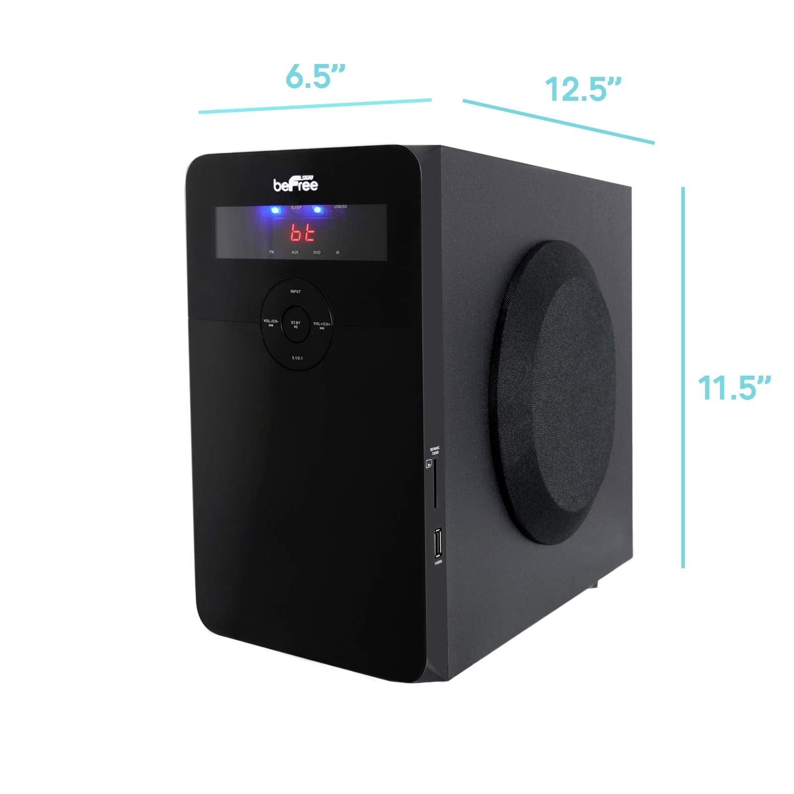 Befree Sound 5.1 Channel Bluetooth Surround Sound Speaker System In Black