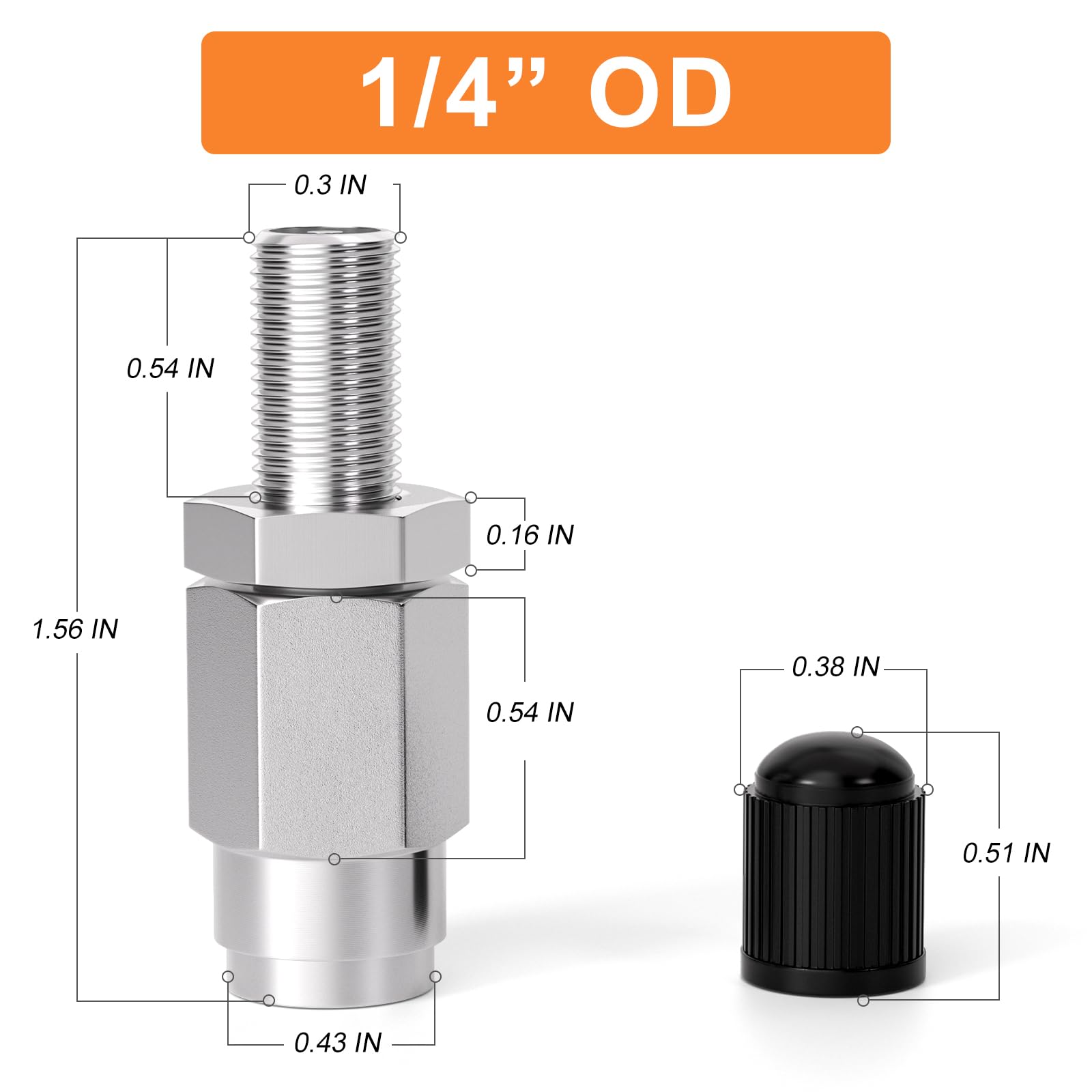 Gasher 10Pcs 1/4''''Od Nickel Plated Brass Air Inflation Schrader Valve With Push Connection, 1/4'''' Od Air Line Tubing, Air Li