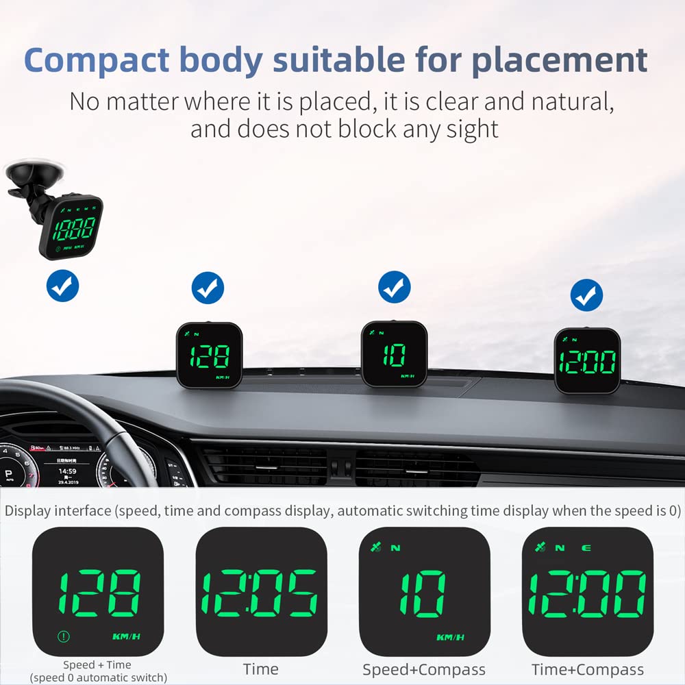 Digital Gps Speedometer, Veesa Car Universal Hud Head Up Display, Gps Smart Gauge Speedometer With Speed Mph Compass Fatigued Dr