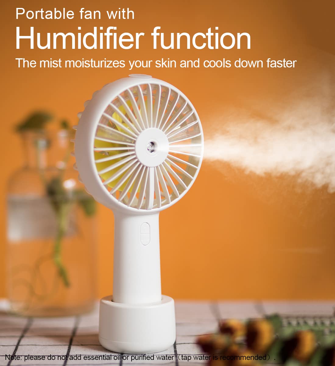 Small Handheld Misting Fan, Portable Mister Fan With 20Ml Water Tank Rechargeable Usb/Battery Operated Spray Water Fan Mist Pers