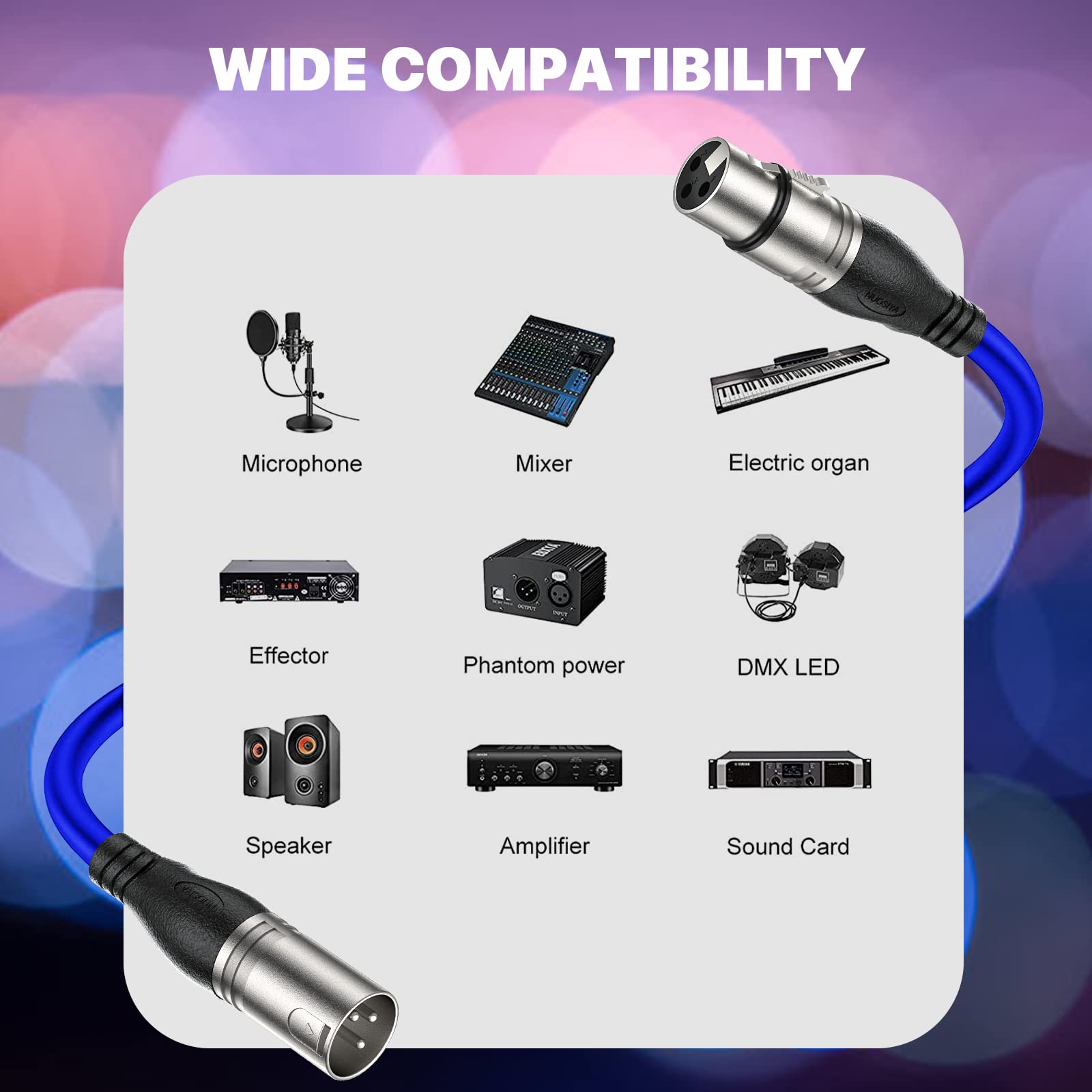 Ebxya Xlr Cable 25Ft 6 Packs   Premium Balanced Microphone Cable With 3 Pin Xlr Male To Female Mic Speaker Cable, (Red, Orange,