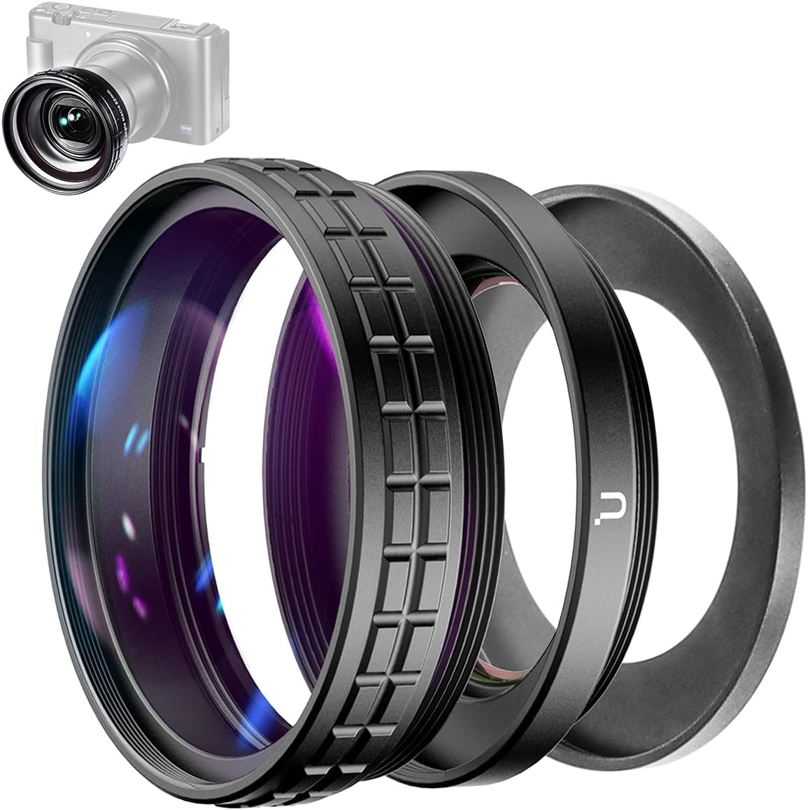 Ulanzi Creative Zv 1 Wide Angle/Macro Additional Lens 52Mm Diameter Compatible With Sony Zv 1 Camera Only, 2 In 1 Extra Lens Attachment With Strong Adhesive Back Adapter Ring Mount, Wl 1
