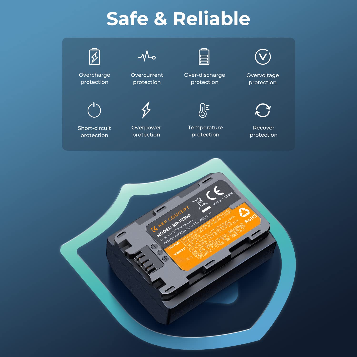 K&F Concept Np Fz100 Battery And Dual Slot Charger Set For Sony A7Iii, A7Iv, A7C, A6700, A6600, Zv E1, Zv E10Ii, Fx3, Fx30, A9,