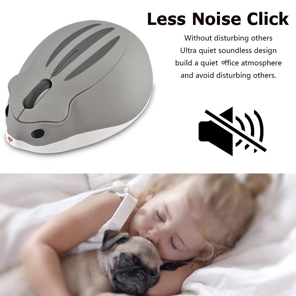 Wireless Mouse Bluetooth Mouse Cute Hamster Shape Kawaii Fun Portable Silent Lightweight Quiet Cordless Gaming Mice For Pc Lapto