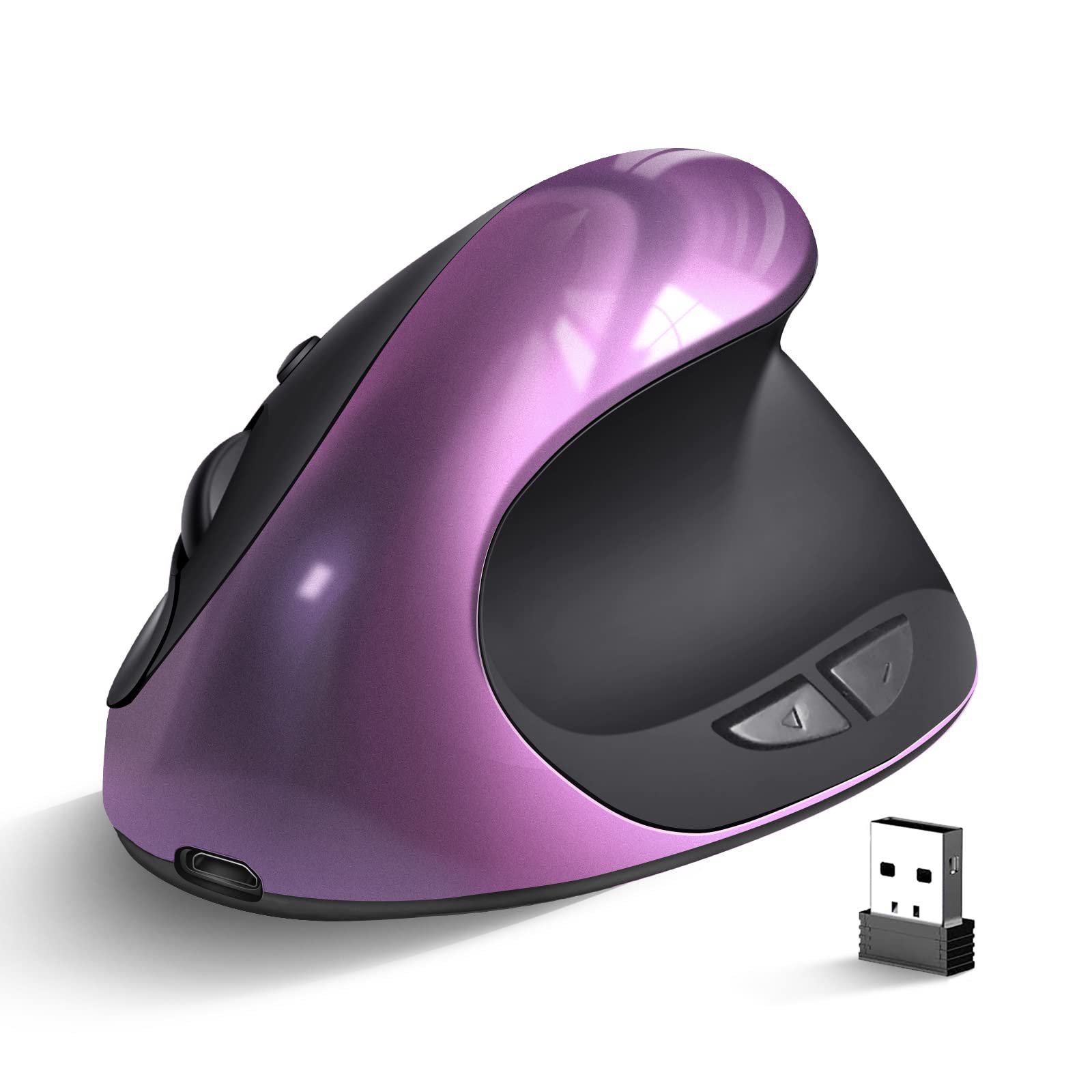 Woddlffy Ergonomic Mouse Wireless,Rechargeable Vertical Mouse Right Handed Small Mouse With 6 Buttons 1000/1200/1600 For Laptop,