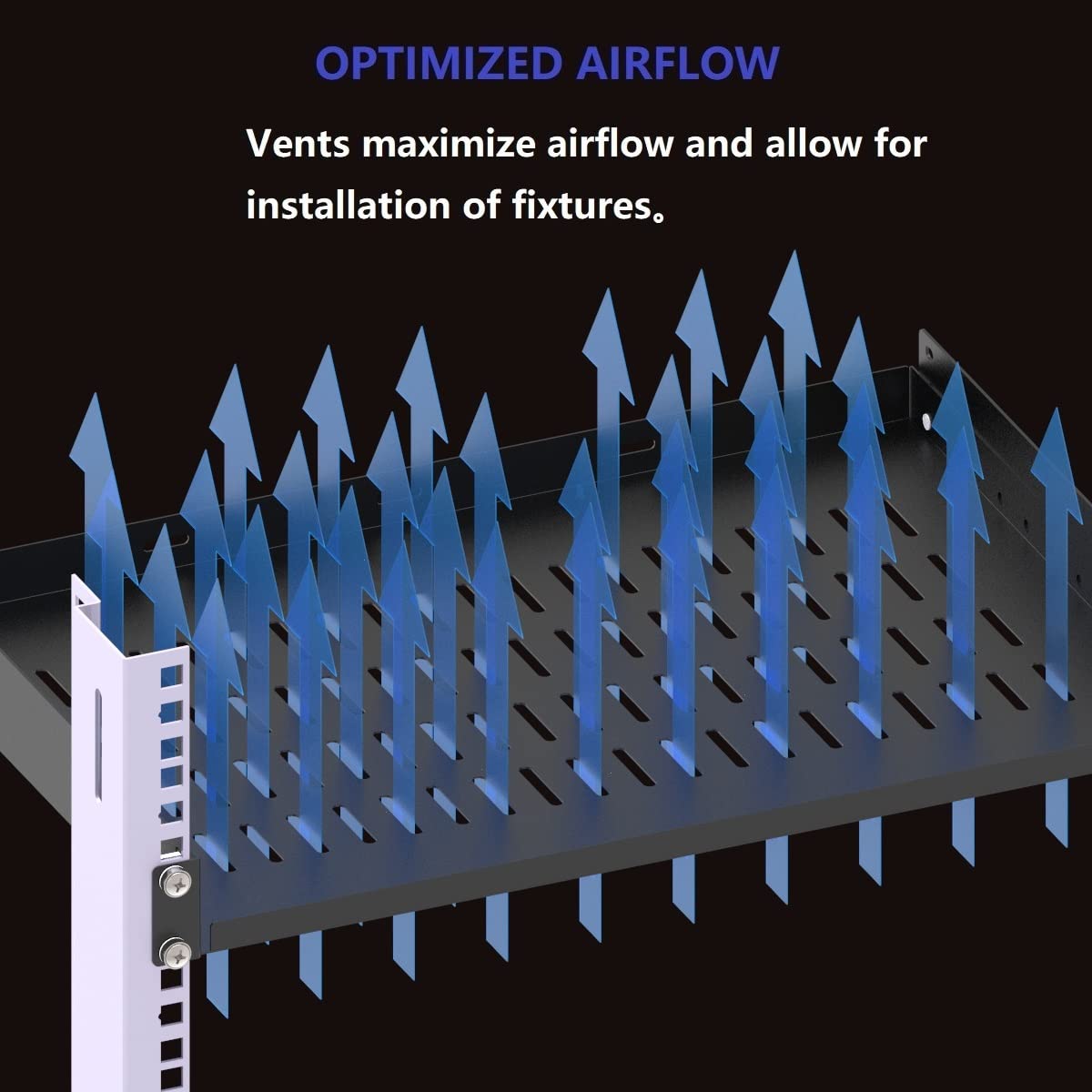 Jingchengmei 1U Vented Rack Shelf Universal Rack Tray No Lip For 19 Inches Network Cabinet Or Server Rack (12 Inches Deep)