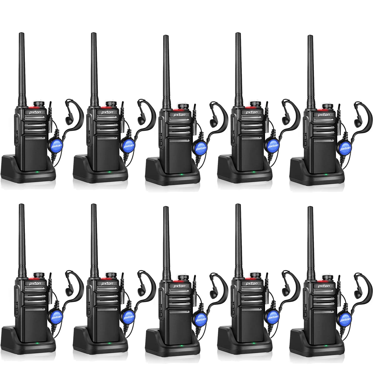 Pxton Waterproof Walkie Talkies For Adults, Work,And Outdoor. Walkie Talkies Long Range With Headphones And Fast Charger Dock,Ha