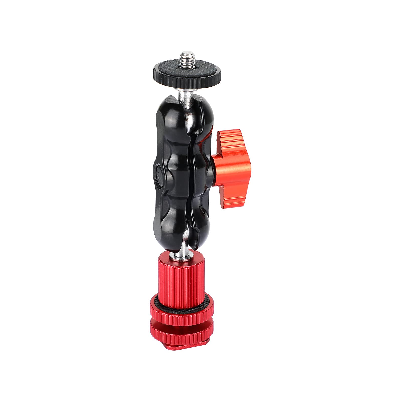 Szrig 360Swivel Ball Head Holder With 1/4'' 20 Screw Mount + Camera Hot Shoe Mount For Dslr Camera Monitor(Red)