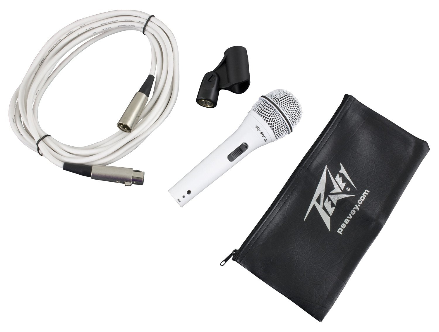 Peavey Pvi 2 Dynamic Vocal Microphone, White, Cardioid Unidirectional Polar Pattern, Includes 20' Xlr Cable, Perfect For Vocals,
