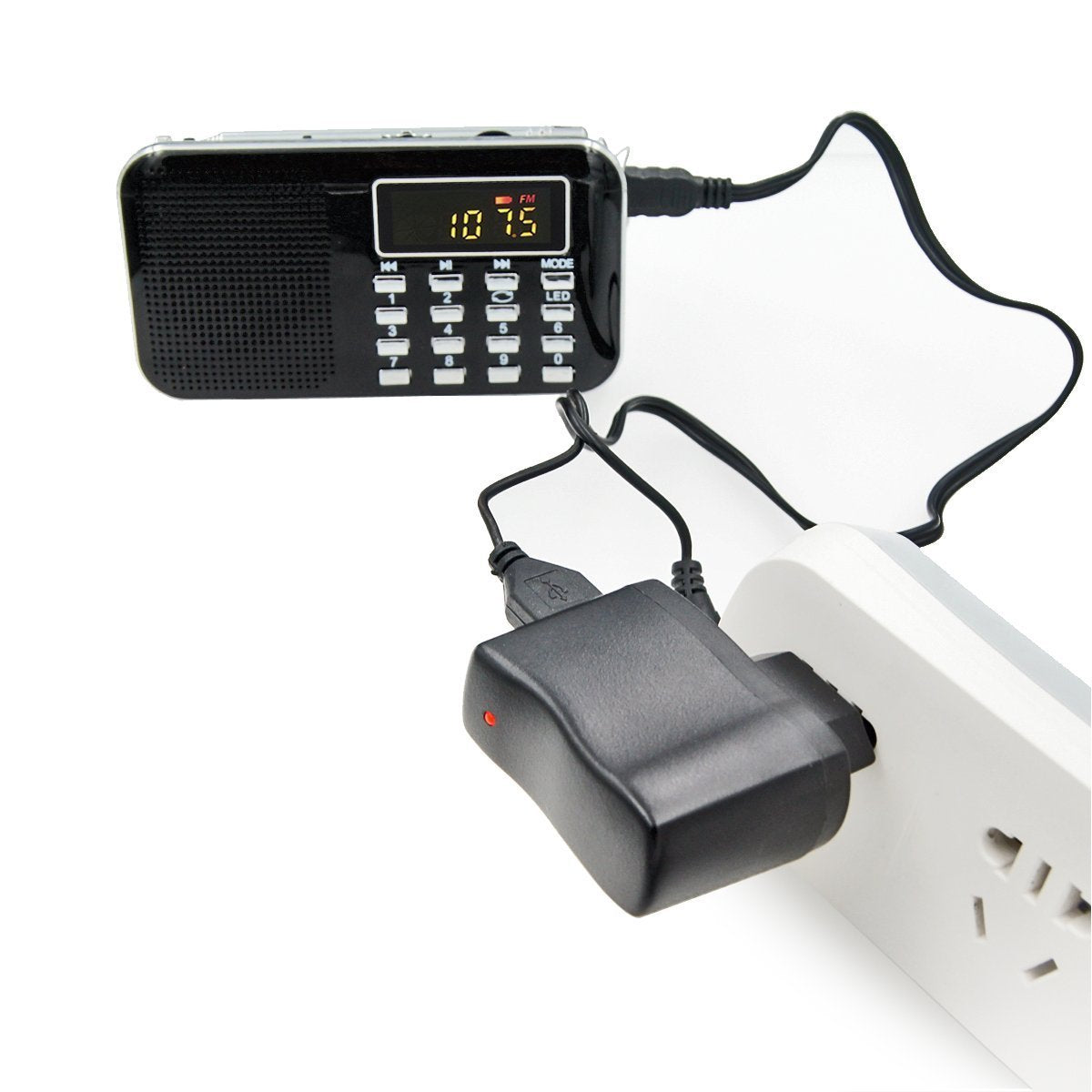 Prunus Dedicated Radio Charger With Indicator Light, For Usb Charge (Black)