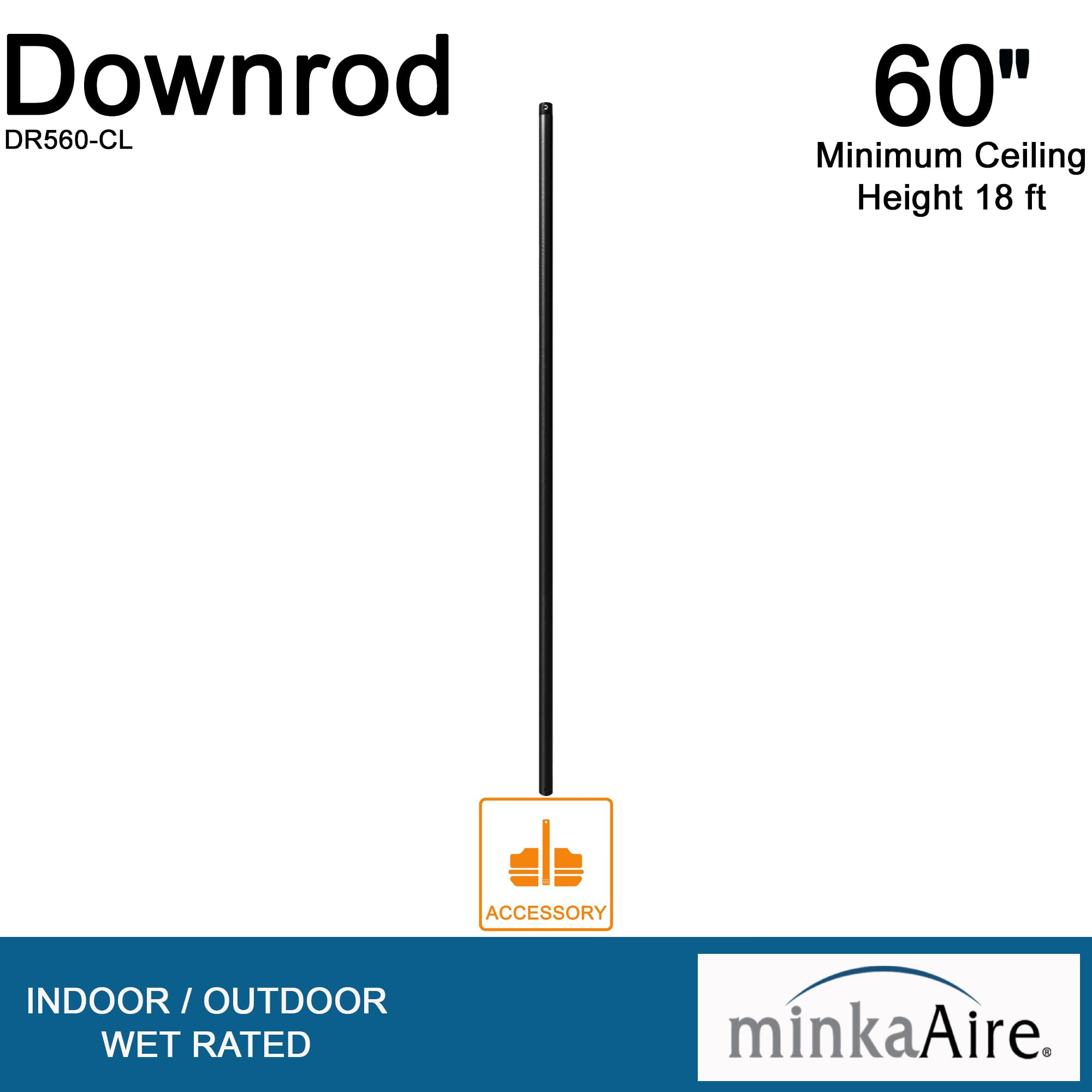 Minka Aire 60 Inch Ceiling Fan Downrod   Coal   Dr560 Cl