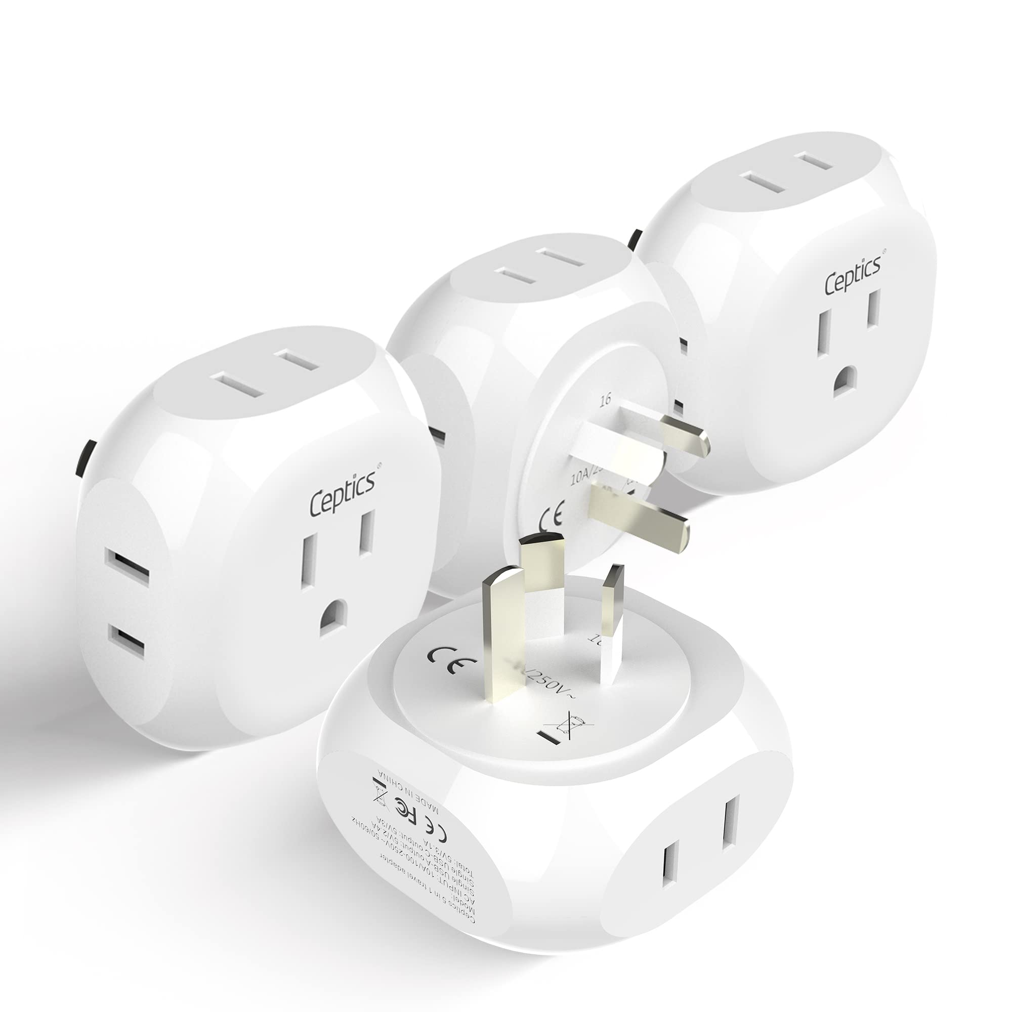 Ceptics Australia, New Zealand, China Travel Plug Adapter By   4 Input   Usa To Any Type I Countries Such As New Zealand, Argent