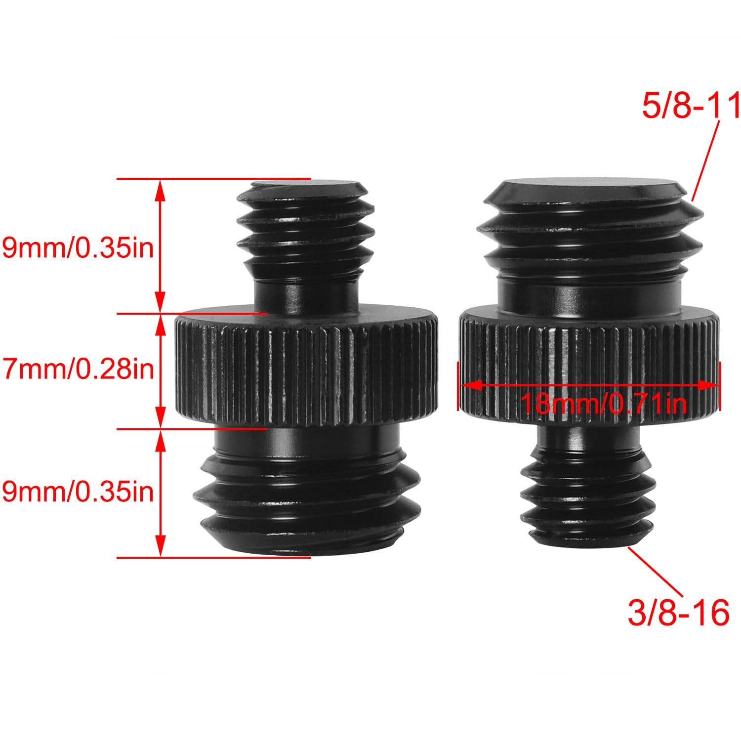 3/8Inch Male To 5/8Inch Male Threaded Tripod Screw Adapter Luorng 2Pcs 3/8 To 5/8-11 Double Sided Standard Mounting Thread Conve