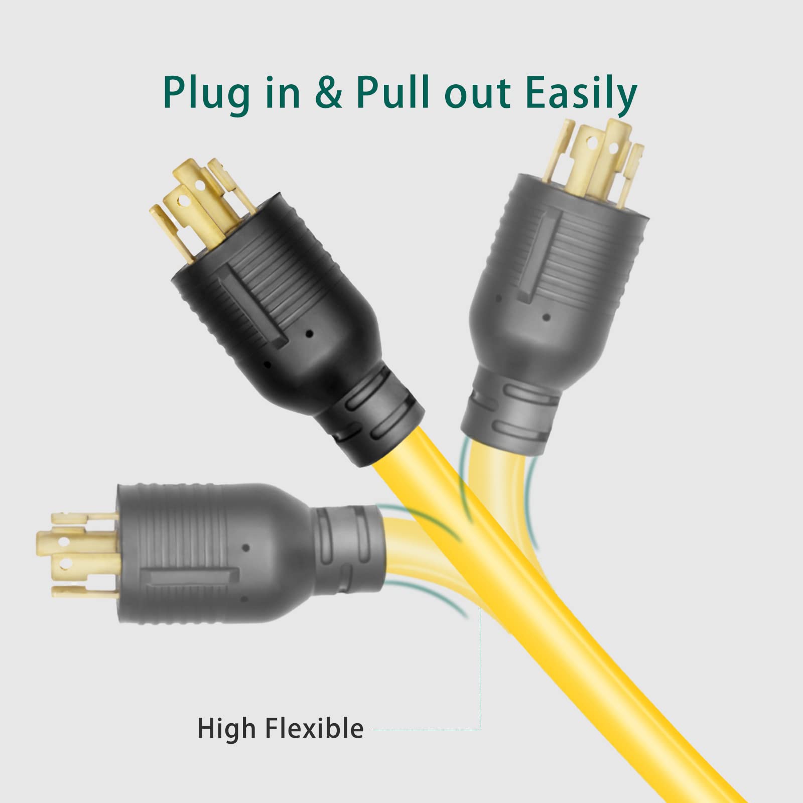30 Amp To 20 Amp Adapter 110 Rv Distribution Locking Cord Nema 14 30P Male To 4X 5 20R 1.5 Ft Household Outlet Female With Dust